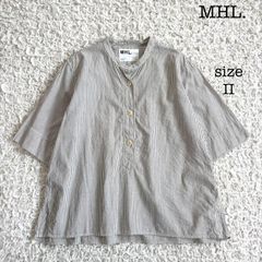 MHL. COTTON LINEN STRIPE S/S SHIRTS コットンリネン ストライプ