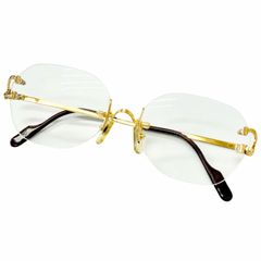 Cartier カルティエ リムレスメガネ 18金メッキ 度なしレンズ ケース付 