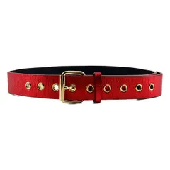 【美品】  Vivienne Westwood / ヴィヴィアンウエストウッド | オーブ スタッズ ピンバックルベルト | レッド/ゴールド | メンズ