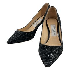 美品】Jimmy Choo グリッターハイヒール パンプス ラメ ブラック