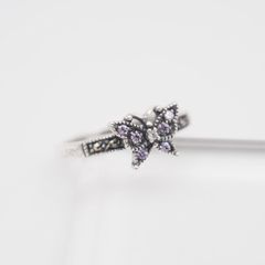 X178 ANNA SUI SV925 Stamped Ring Amethyst-like Marcasite Butterfly Design Silver Ring Size 9