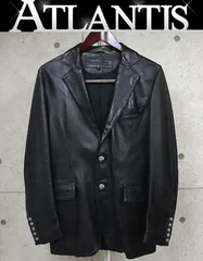 CHROME HEARTS 銀座店 クロムハーツ インボイス付き クロスボタン レザー 2B テーラード ジャケット メンズ レザー SV925 size:M 黒 102590のサムネイル