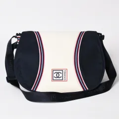 極美品 CHANEL シャネル スポーツライン ショルダーバッグ A31243 10番台 ココマーク ネイビー アイボリー シルバー金具 中古 4a003492のサムネイル