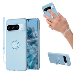 for Google Pixel 7A ケース 液状シリカゲル親肌TPU新型携帯スタンド保護カバーカップル 放熱強純色極シンプル(Pixel 7Aブルー)のサムネイル