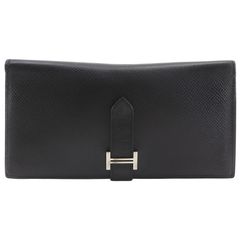 エルメス ベアン スフレ エプソン ノワール 長財布 シルバー金具 896