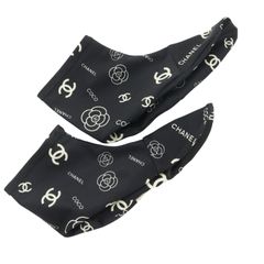 未使用 CHANEL ココマーク カメリア 総柄 スニーカーソックス 黒 保存 