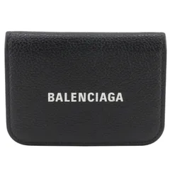 【BALENCIAGA】バレンシアガ キャッシュ ミニ 593813 レザー 黒 ユニセックス 三つ折り財布のサムネイル
