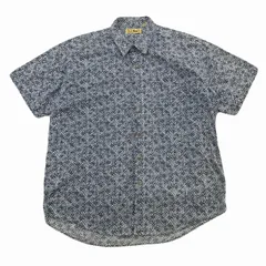 エルエルビーン 半袖シャツ メンズ L ネイビー系 総柄 カジュアル 夏物 デザインシャツ ビンテージ 80～90s 綿100%