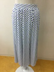 ミッシェルクラン タグ付き未使用 白に青の菱形模様 ウエストゴムスカートのサムネイル