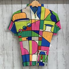 PLEATS PLEASEプリーツプリーズトップス マルチカラー 総柄 サイズ4