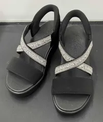 ブラック SKECHERS／119621／サンダル／ハンズフリースリップインズ／ビジュー付き厚底サンダル