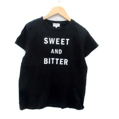 アナトリエ ANATELIER Tシャツ カットソー ラウンドネック 半袖 プリント 38 M 黒 ブラック オフホワイト /HO33のサムネイル