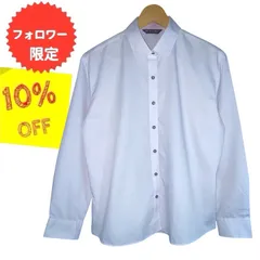 06052　BRICK HOUSE by Tokyo shirts　ブリックハウス　長袖シャツ　ホワイト　白　パープル　紫　サイズXL　メンズのサムネイル