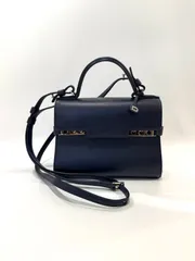 DELVAUX デルヴォー Tempête タンペート 2WAY ハンドバッグ ショルダーバッグ ネイビー 濃紺 シルバー金具 レザー 斜め掛け 肩掛け レディース 高級 美品のサムネイル