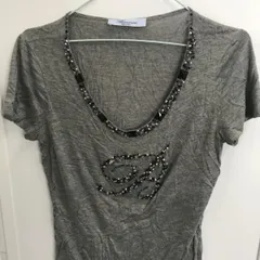 【美品】Blumarine ブルマリン ビジュー＆ラインストーン ロゴTシャツ イタリア製(志)A-465のサムネイル