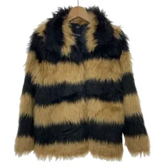 【中古】　AZUL by moussy　ファーコート　フェイクファー　ボーダー　スナップボタン　古着　/2412のサムネイル