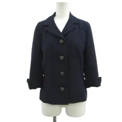 クレージュ courreges ジャケット 上着 紺 ネイビー 無地 ノッチドラペル 七分袖 /MD ■ECC005のサムネイル