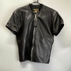 VANSON バンソン USA製 パンチング レザー 半袖 ジャケット ライダース メンズ Mのサムネイル