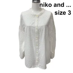 ◇ ニコアンド niko and ... レースブラウス バンドカラー 長袖 ドロップショルダー 袖口ゴム トップス 白 綿 3 L 11号 レディース Z6C261