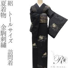 東レシルック 山野愛子 洗える着物 袷 モノトーン風景文様 風景柄小紋 