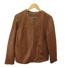 エディーバウアー EDDIE BAUER ジャケット ブルゾン 上着 PS 茶 ブラウン リアルレザー 無地 ノーカラー 長袖 /MD ■GY70のサムネイル