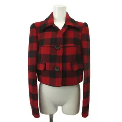 レッド ヴァレンティノ RED VALENTINO ジャケット 上着 ウール 38 赤 レッド 黒 ブラック チェック柄 襟付き 長袖 ショート丈 /KK ■GY53のサムネイル