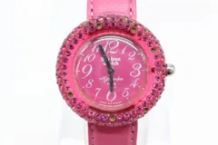 【W308-83】動作品 電池交換済 bonbon watch mini full ボンボンウォッチ ミニフル 腕時計 ショッキングピンク 革ベルト レディースのサムネイル