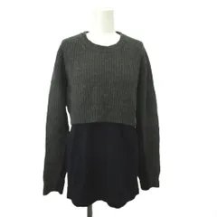 アクネ Acne ニット セーター ウール S ダークグレー 紺 ネイビー リブ編み クルーネック 長袖 /KK ■GY53のサムネイル