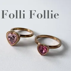 ☆★Folli Follie　フォリフォリ★指輪　リング　ハート　２点セット　ピンク　EU表記　５４　14号相当　良品★　♯2650.2651のサムネイル