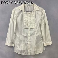 美品フォクシーニューヨーク 上質ストレッチコットン ロゴボタン バイ