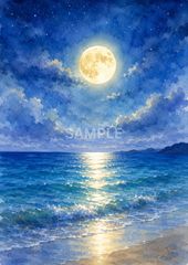 夜の海】アクリル画 F3 風景画 絵画 原画 - メルカリ