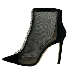 JIMMY CHOO(ジミーチュウ) ショートブーツ 38 レディース - 黒 ビジューのサムネイル