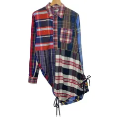 【中古】　Vivienne Westwood　チェックシャツ　長袖　トップス　変形　パッチワーク　古着　/4304のサムネイル