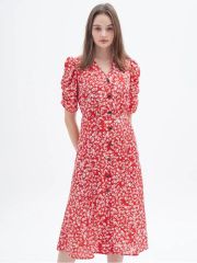 Rouje paris gabin dress 38 ラップワンピース 花柄 赤 - メルカリ