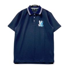 サイズ：M PSYCHO BUNNY サイコバニー 半袖ポロシャツ ネイビー系