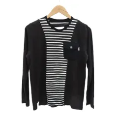 ウィズ WHIZ Tシャツ カットソー 長袖 アンゴラ混 M 黒 ブラック ボーダー柄 切替 /MA11 ■GY03のサムネイル