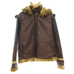 AVIREX 6151023 HOOD DETACH LAMB JACKET L 茶色 ブラウン ラムレザー  B-6 フライトジャケット/MG ■GY73のサムネイル