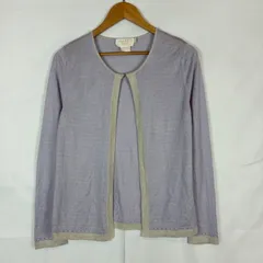 NINA RICCI ニナリッチ Knitwear PARIS カーディガン シルク カシミヤ 切替 長袖 ノーカラー ニット 羽織り レディース フェミニン モード ラベンダー パープル グレージュ サイズS NA60のサムネイル