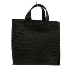 FURLA クロコ型押し ハンド トートバッグ ブラック 黒 f960 - メルカリ