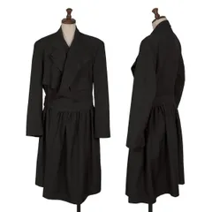 コムデギャルソンCOMME des GARCONS ウールラペルデザインヘリンボーン織りベルテッドコート 黒Mのサムネイル