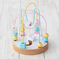 新品 未使用 未開封【送料無料※沖縄除く】知育玩具 木製玩具｜ゆめいろルーピング ビーズコースター 1歳半から｜木のおもちゃ 指先知育｜1歳半から｜パステルカラー ユニコーン 初節句 出産祝いのサムネイル