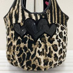 ☆極美品 シンクビー ハンドバッグ レザー ブラック ハート レオパード 