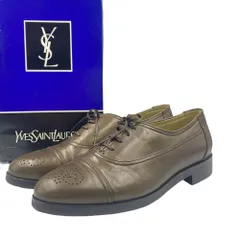 未使用品 YVES SAINT LAURENT イブ・サンローラン ビジネスシューズ レザー グリーン 箱付きのサムネイル