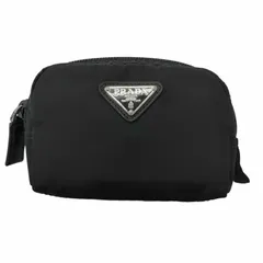 美品□PRADA プラダ 1ND339 マイクロ Re-Nylon トライアングルロゴ 三角プレート シルバー金具 ポーチ 小銭入れ 現行品 ブラック メンズのサムネイル