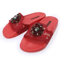ドルチェアンドガッバーナ レインボー レース スライド サンダル ラバー レッド 靴 シューズ #37 24cm 箱付 DOLCE&GABBANA（未使用保管品）のサムネイル