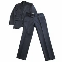 green label relaxing グリーンレーベルリラクシング REDA生地 スーツ セットアップ ストライプ柄 2B ピークドラペル ネイビー 48【M】 メンズ 【中古】
