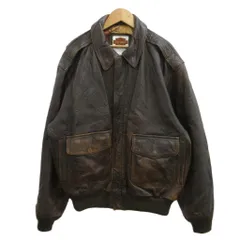 ハーレーダビッドソン HARLEY DAVIDSON A-2 フライトジャケット ラムレザー 本革 上着 40 こげ茶 ダークブラウン 無地 長袖 ポケット付き /PP ■GY18のサムネイル