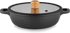 SENSARTE 両手鍋 卓上鍋 すき焼き鍋 24cm IH対応 ガス対応 一品万能 煮る 焼く 炒める 揚げる 焦げ付きにくい お手入れ簡単 ガラス蓋付 しゃぶしゃぶ カレー おでんのサムネイル