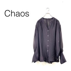 美品 】Chaos カオス リネン100 シアー バンドカラー オーバーシャツ