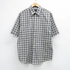 L/古着 アロー 半袖 シャツ メンズ 90年代 90s ネイビー チェック 26may18のサムネイル